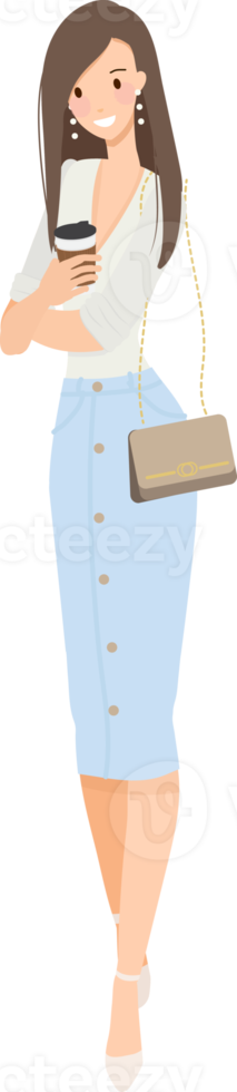 vrouw in gewoontjes jeans kleding verzameling geïsoleerd Aan wit achtergrond mode concept png