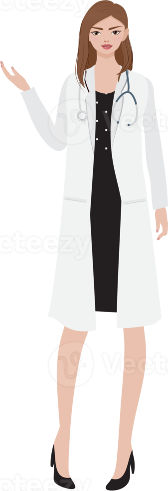 flat style woman doctor with stethoscope png