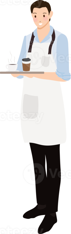 kaffeekellner oder barista in blauer hemduniform png