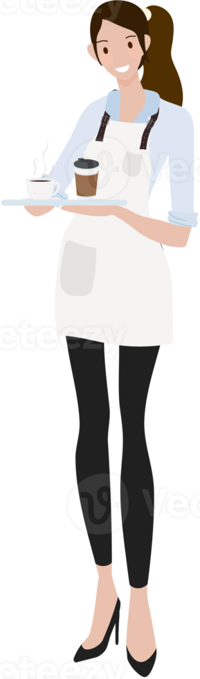 flat style female barista or coffee waiter   collection png