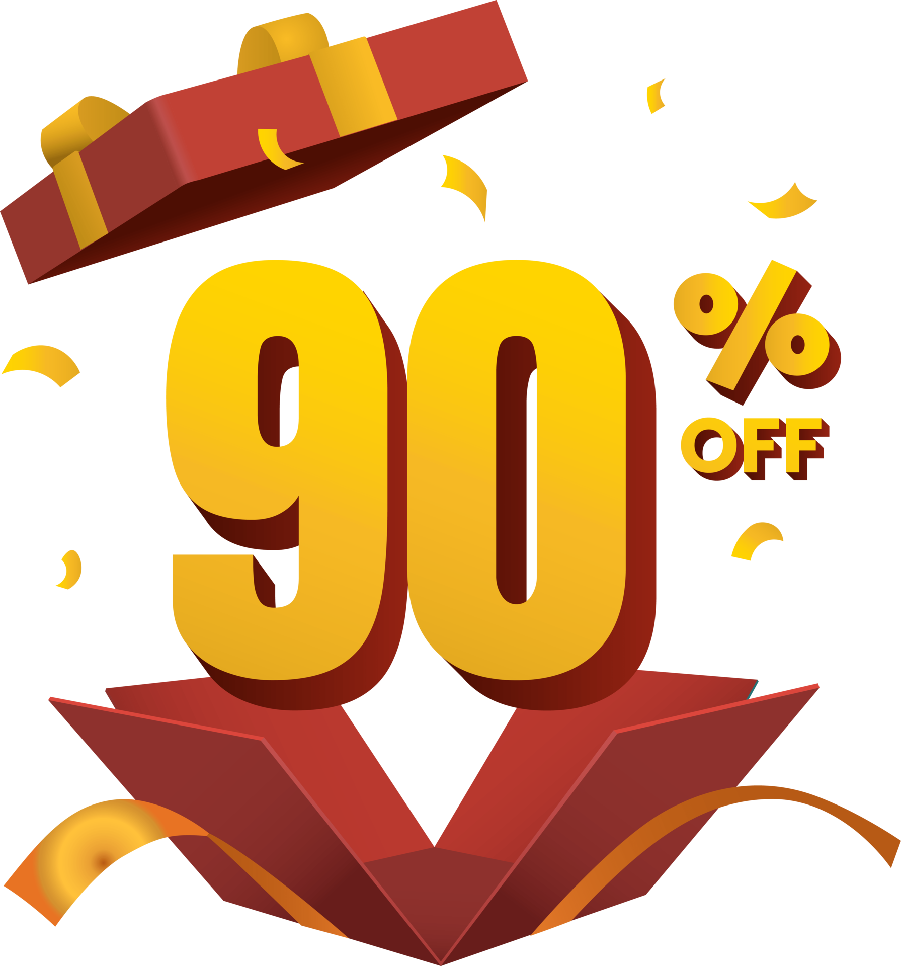 descuento del 90 por ciento en caja de regalo roja abierta sorpresa
