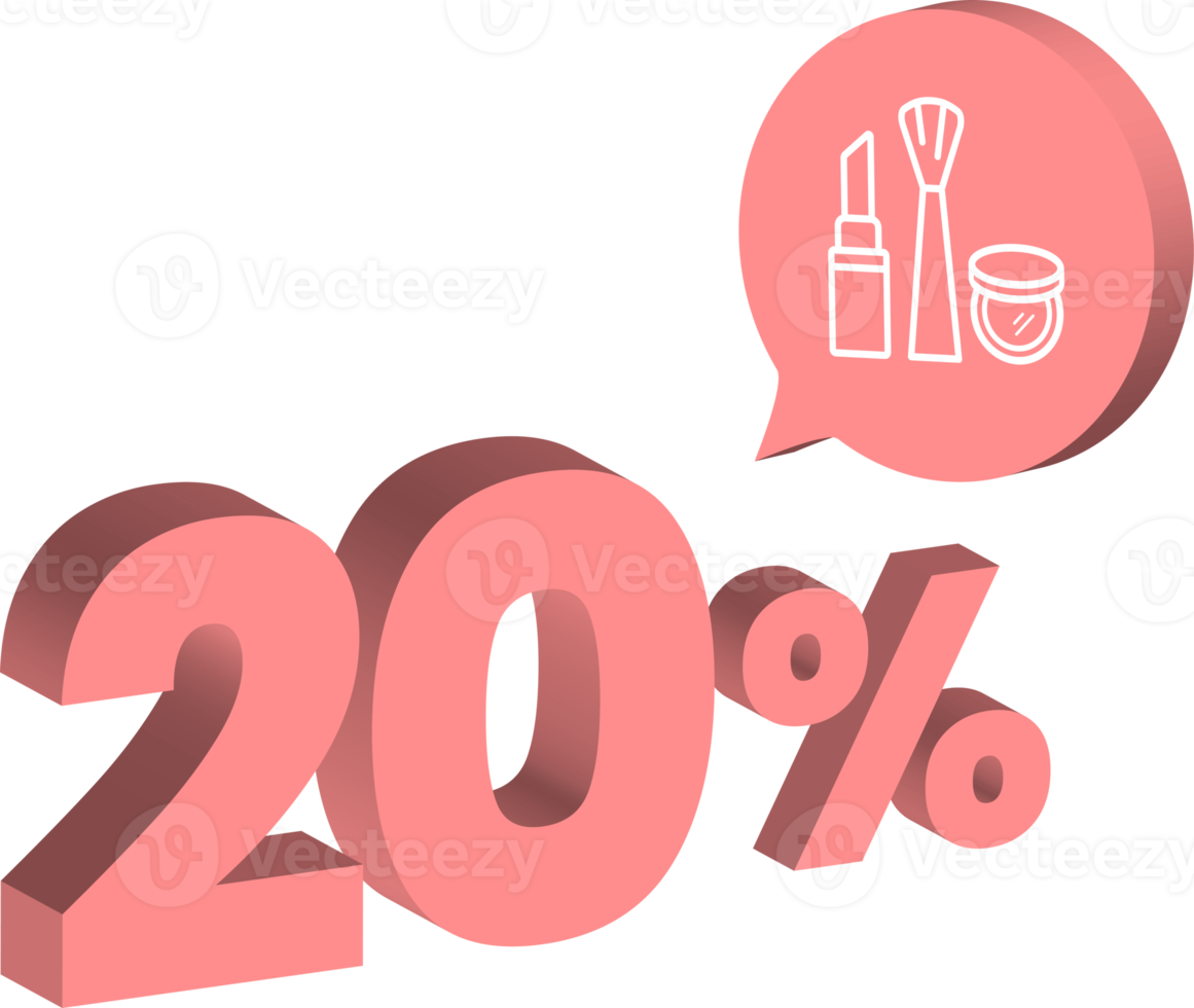 20 Percent Discount Number Pink Cream Color 3d Style With Cosmetic Skin 30-percent-off-discount-number-with-circle-element-12300369-png
