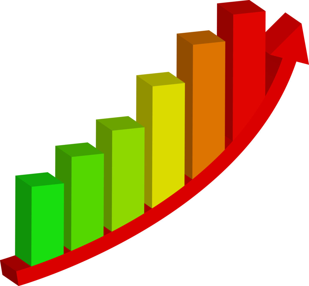 graphique en hausse du vert au rouge pour l'inflation de la crise financière ou l'élément 3d infographique du coût de la vie png