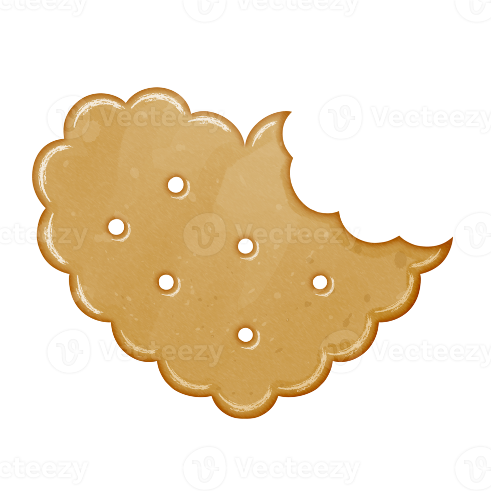 Watercolor heart biscuit with bite clipart png