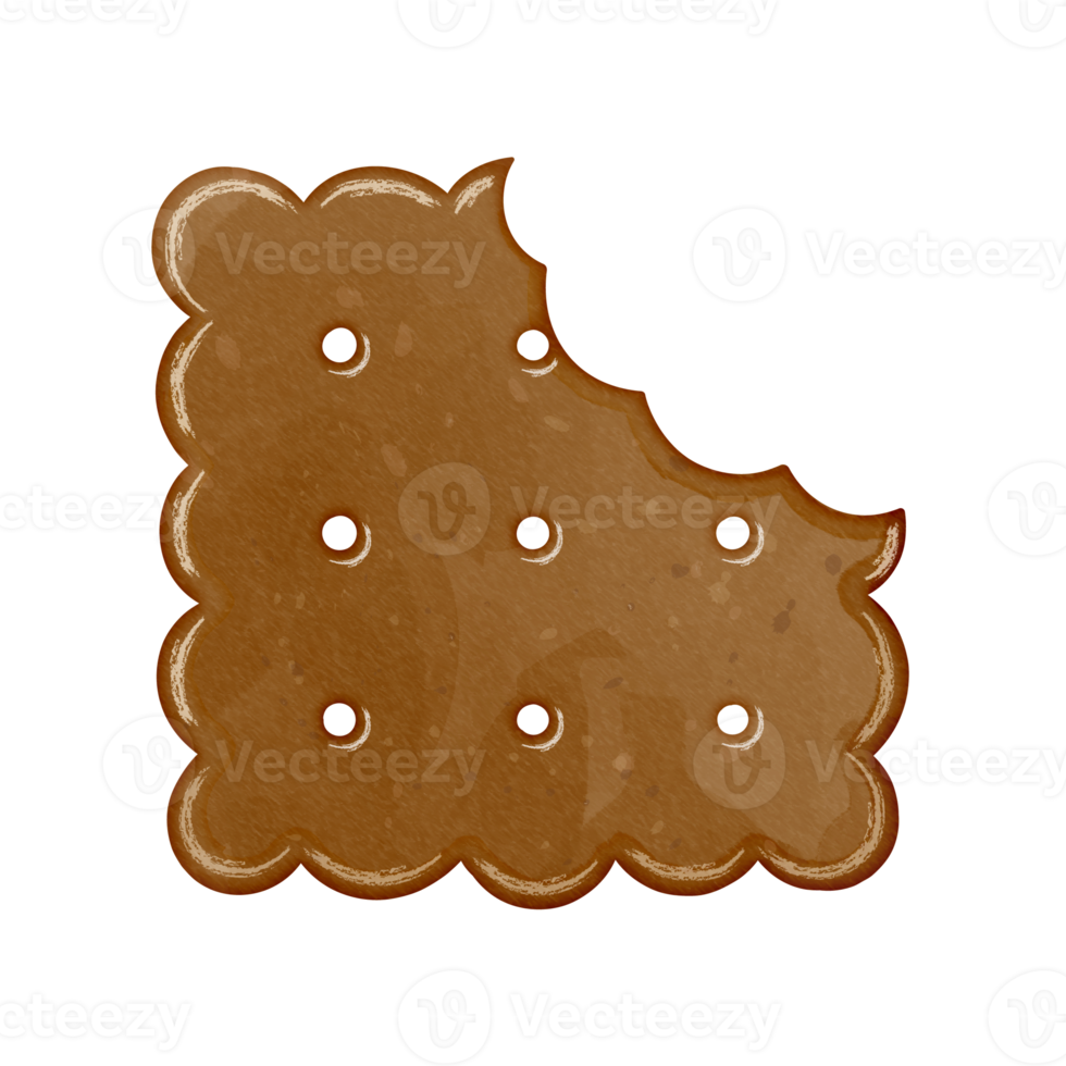 Watercolor biscuit with bite clipart png