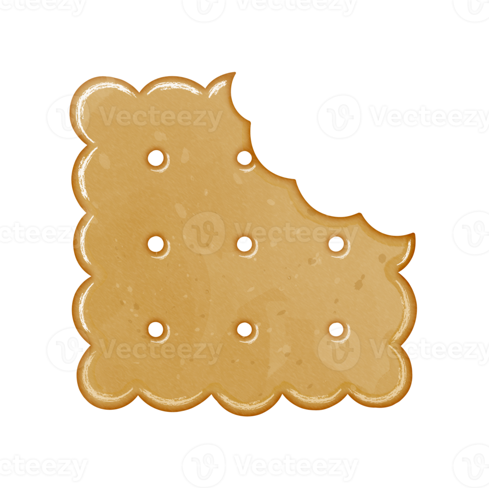 Watercolor biscuit butter cookie with bite clipart png