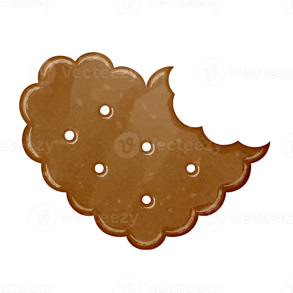 Watercolor heart biscuit with bite clipart png
