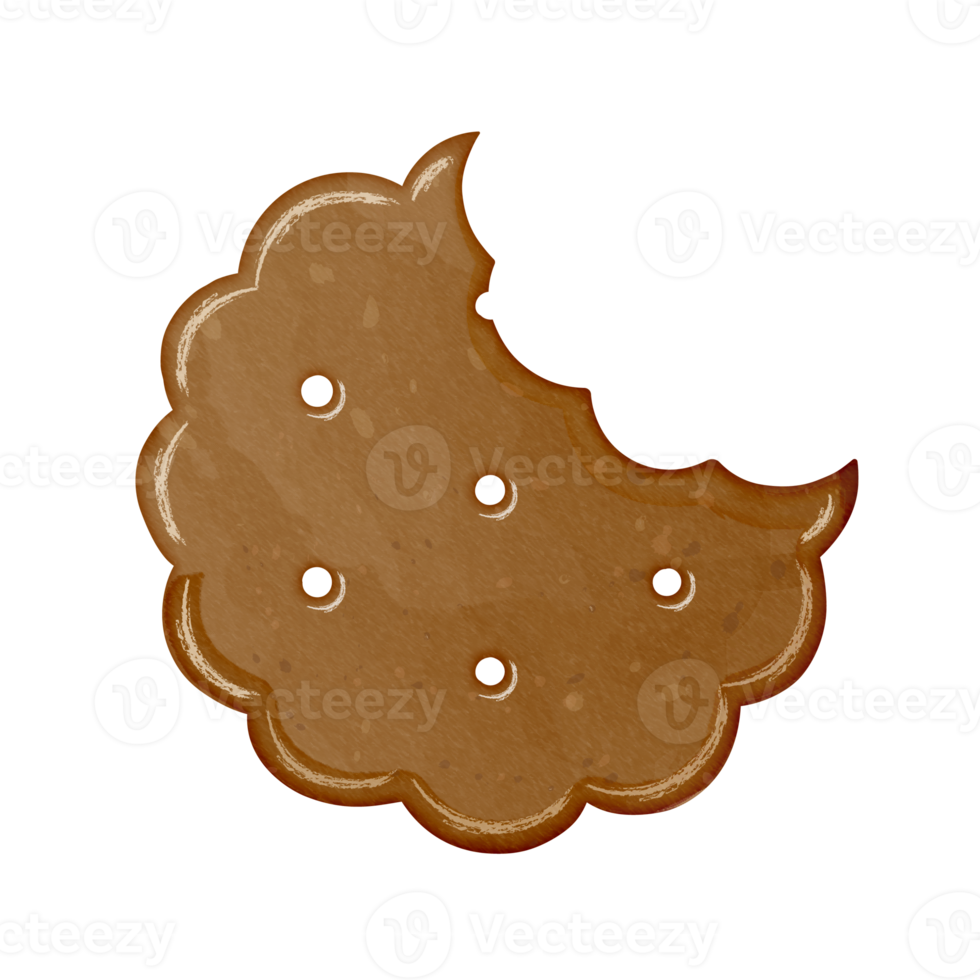 Watercolor biscuit with bite clipart png