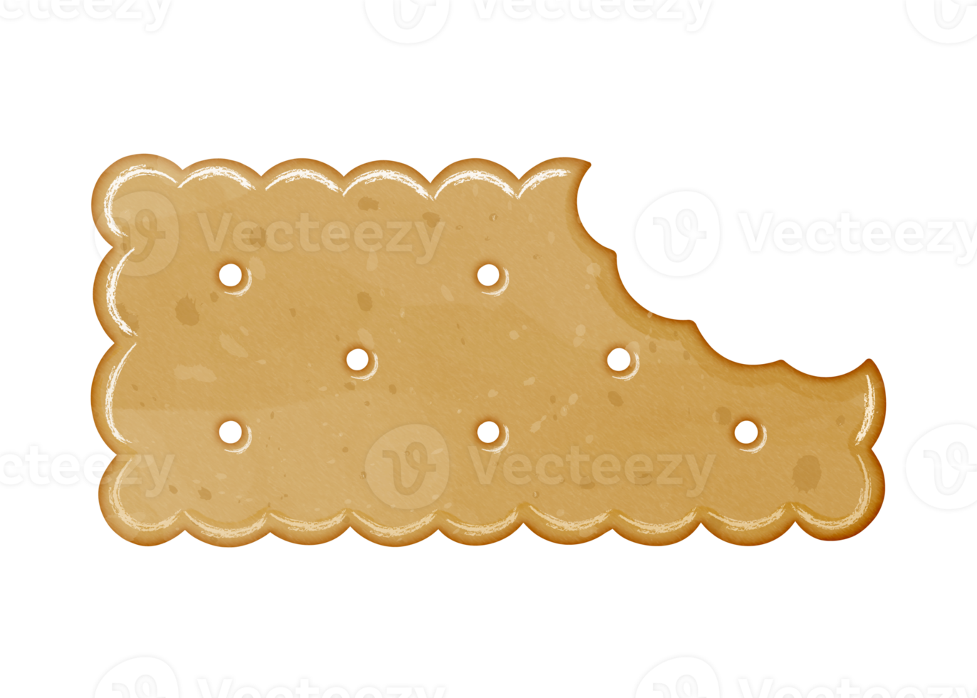 Watercolor biscuit with bite clipart png