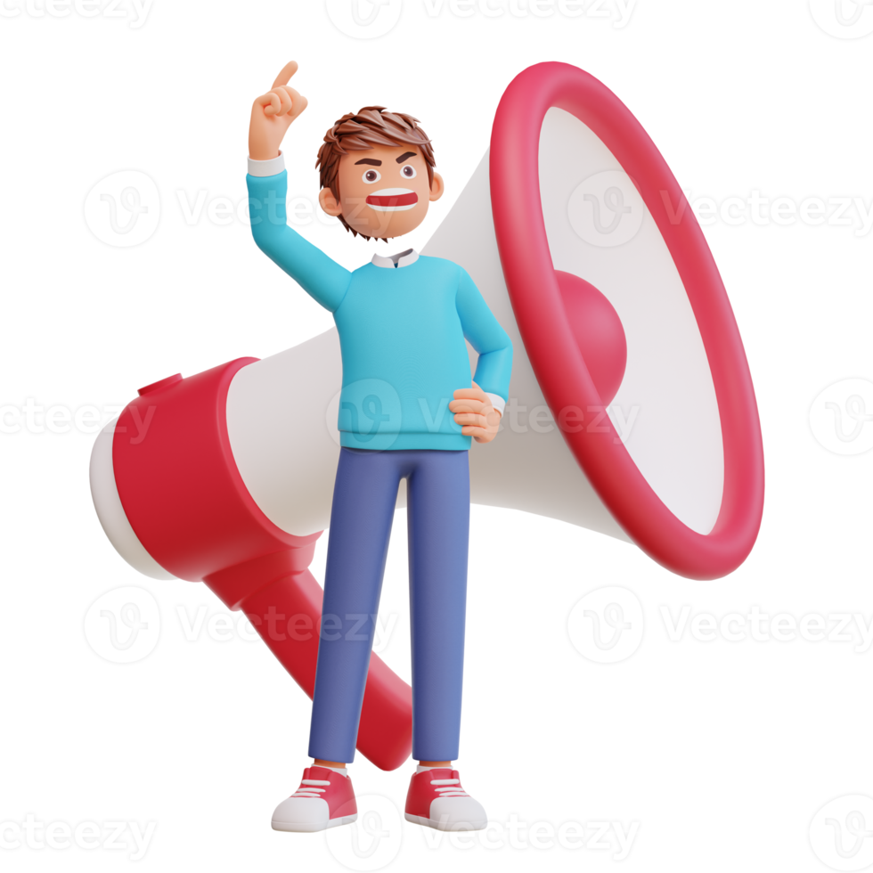 cute boy students are giving oration, 3d cartoon illustration concept png