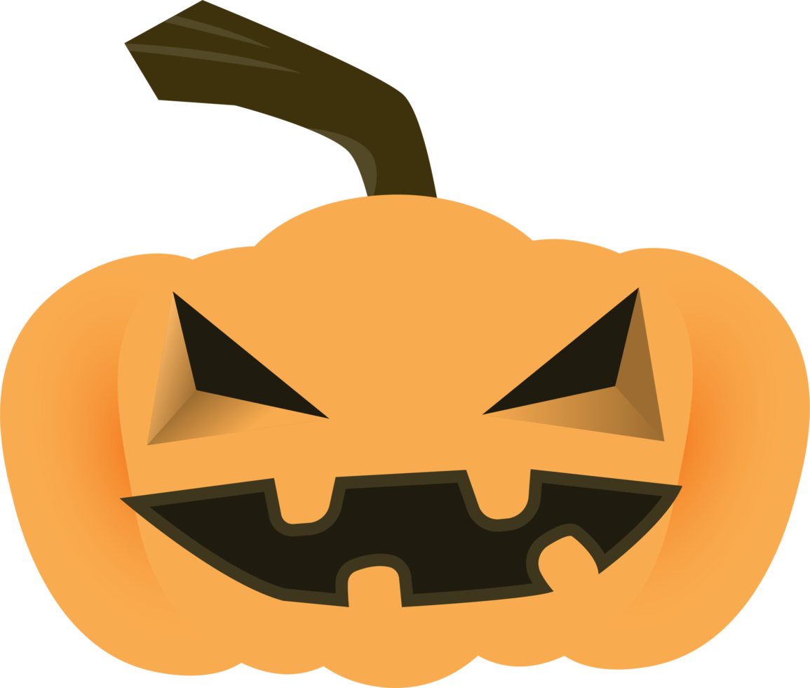 Orange Ghost Cartoon Pumpkin. Transparent background for decorative use. Ghosting at Halloween Festival. scary smile png