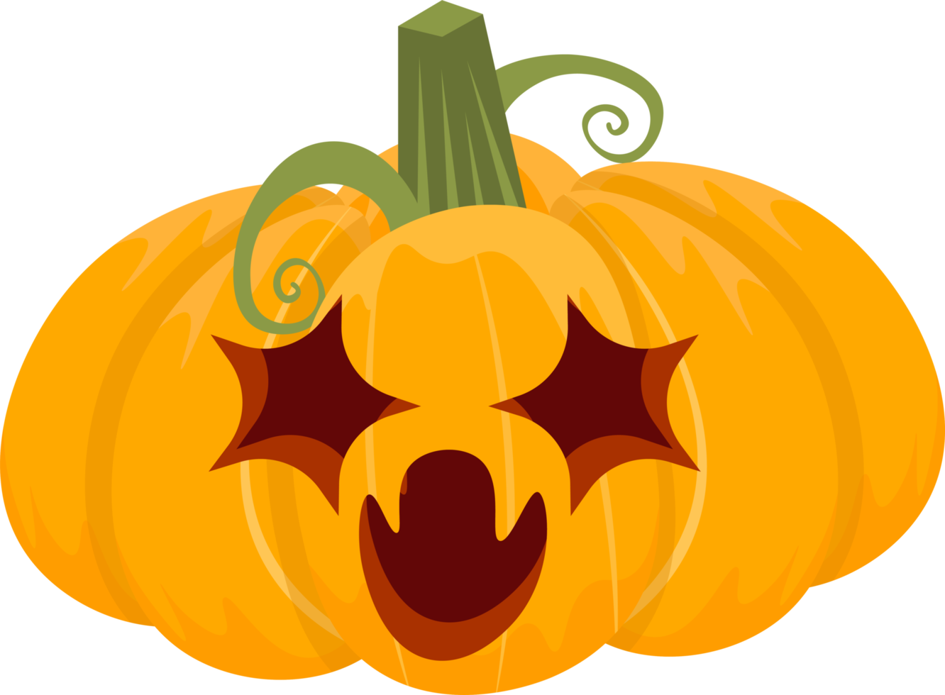 Orange Ghost Cartoon Pumpkin. Transparent background for decorative use. Ghosting at Halloween Festival. scary smile png