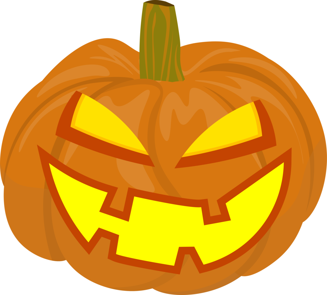 Orange Ghost Cartoon Pumpkin. Transparent background for decorative use. Ghosting at Halloween Festival. scary smile png