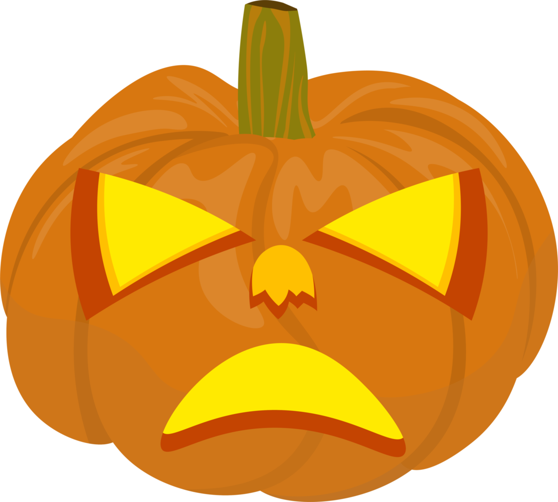 Orange Ghost Cartoon Pumpkin. Transparent background for decorative use. Ghosting at Halloween Festival. scary smile png