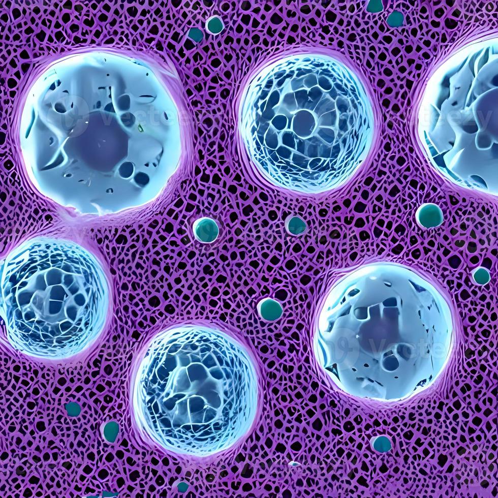 Virus, bacteria, fungi medical 3D background. Omicron, rhinovirus, HPV infection, HIV, adenovirus, influenza illness virus cells, antibody, bacteriophage photo