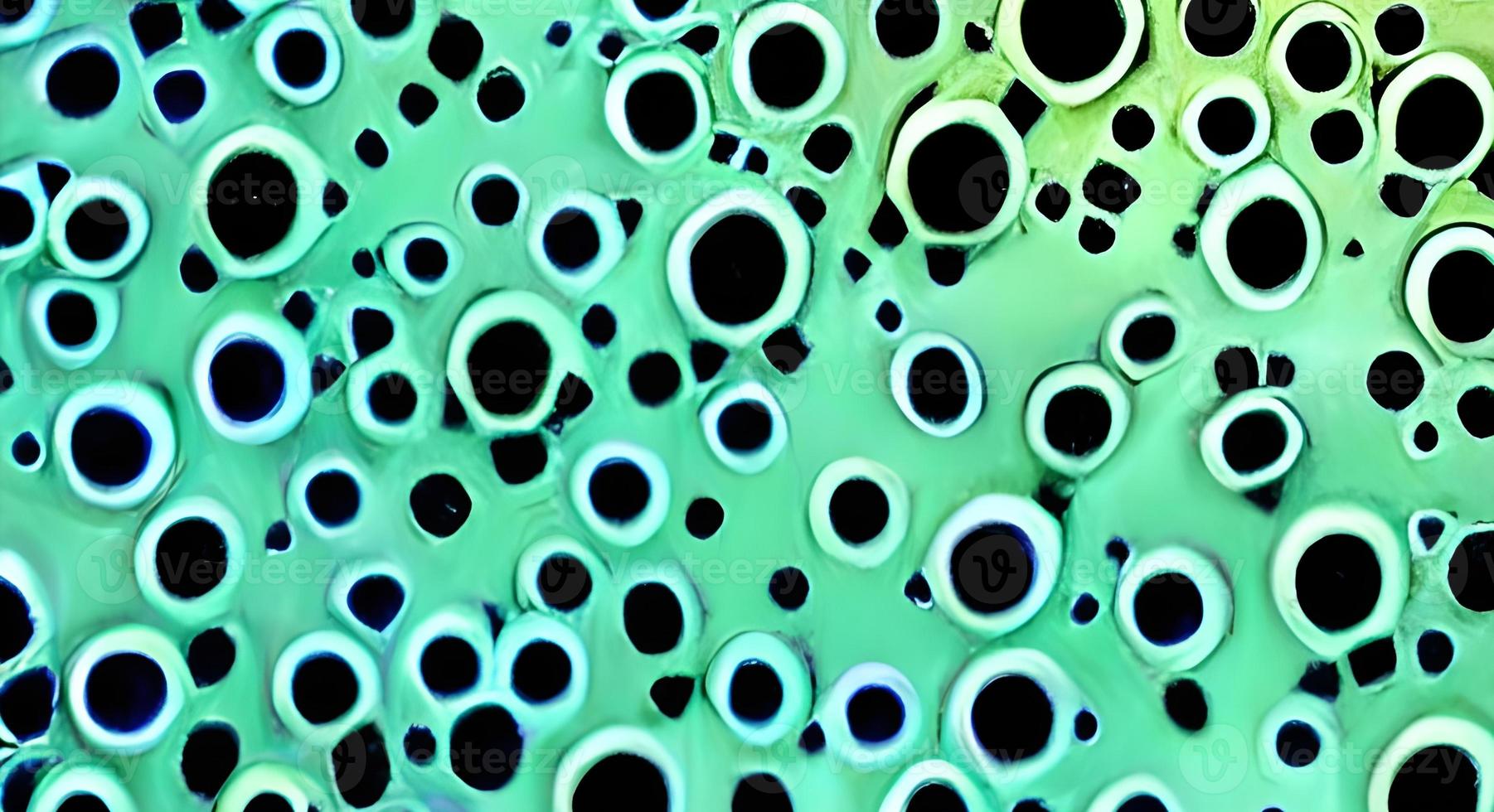 viruses and bacteria of various shapes against a blue background. Concept of science and medicine. rendering photo