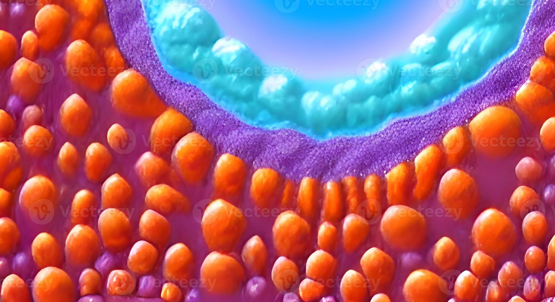 Realistic microscopic viruses of various shape on blue blurred background seamless pattern illustration photo