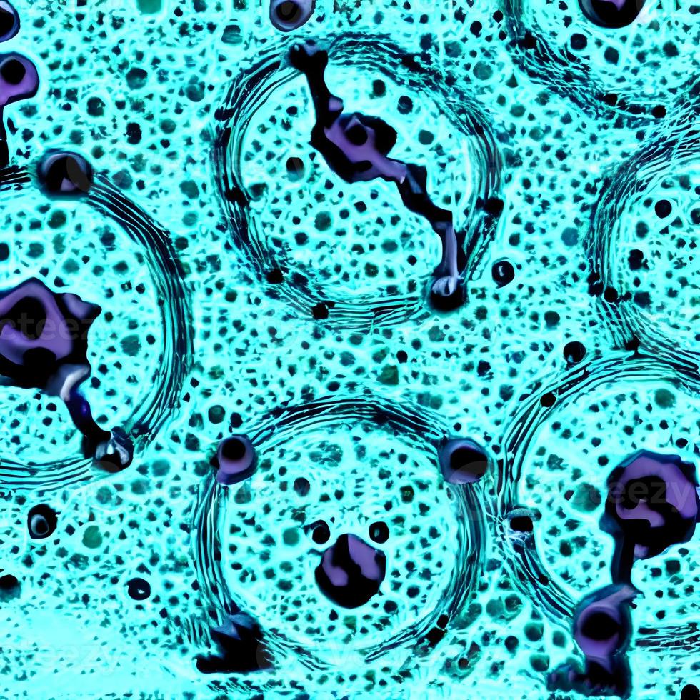 virus y bacterias de varias formas contra un fondo azul. concepto de ciencia y medicina. representación foto