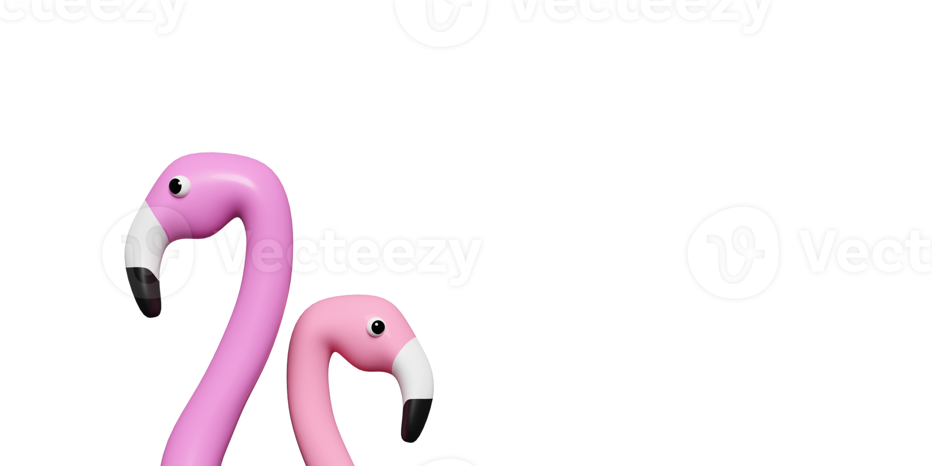 3d opblaasbaar flamingo hoofd met kopiëren ruimte geïsoleerd. zomer reizen concept, 3d geven illustratie png