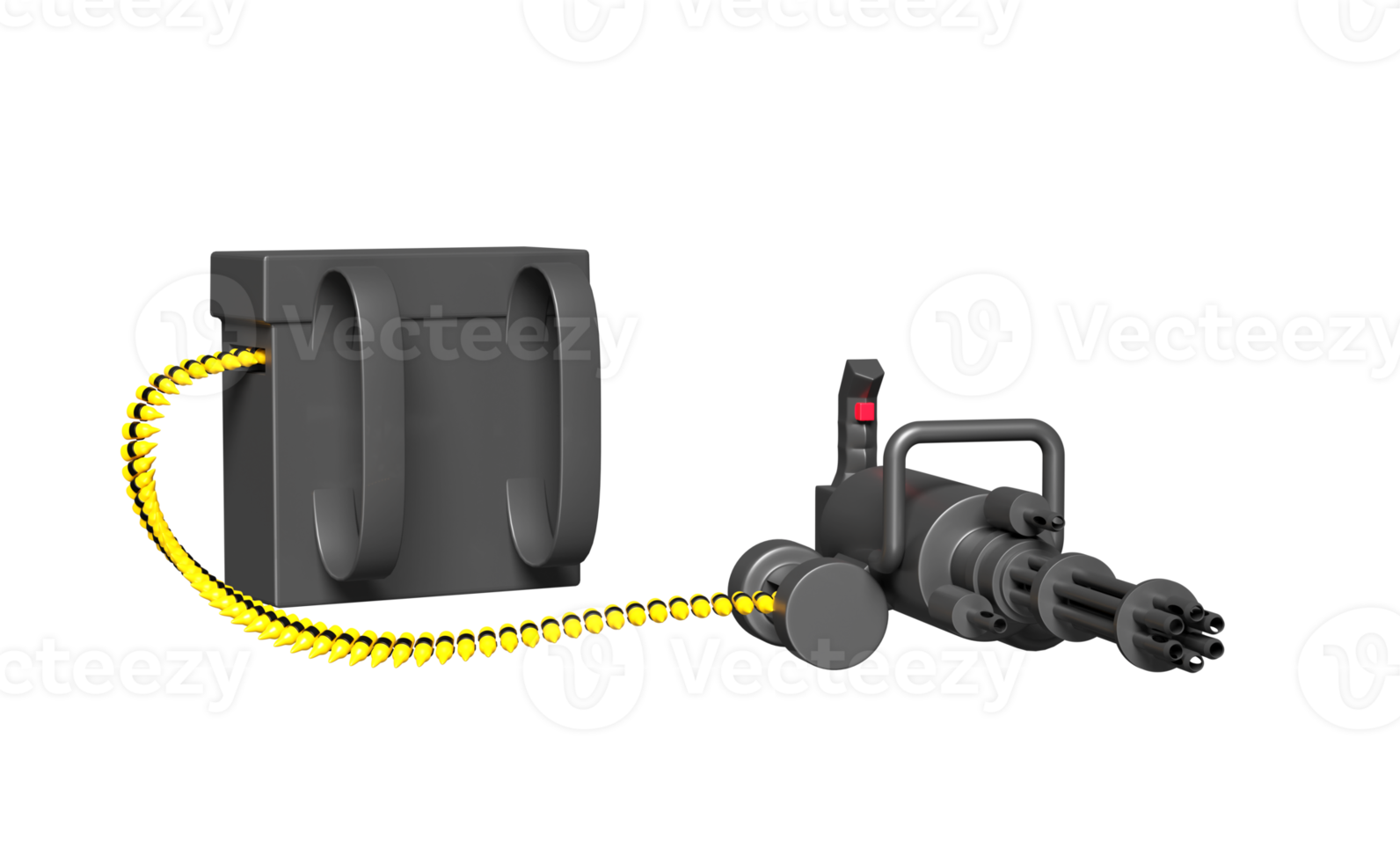 3d minigun system rotary or machine gun weapon automatic isolated. 3d render illustration png