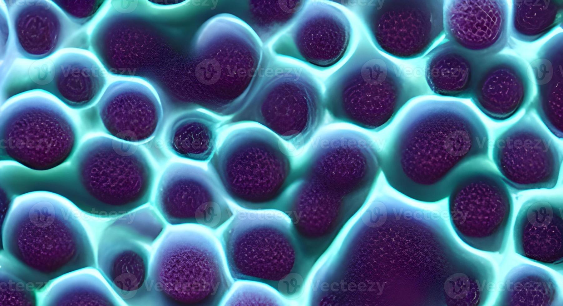 Close-up of virus cells or bacteria on light background photo