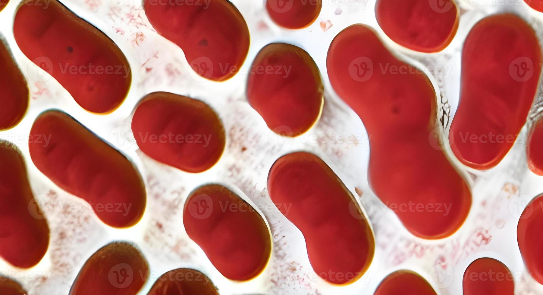 Close-up of virus cells or bacteria on light background photo