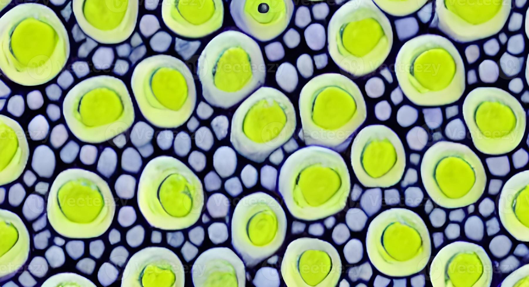 viruses and bacteria of various shapes against a blue background. Concept of science and medicine. rendering photo