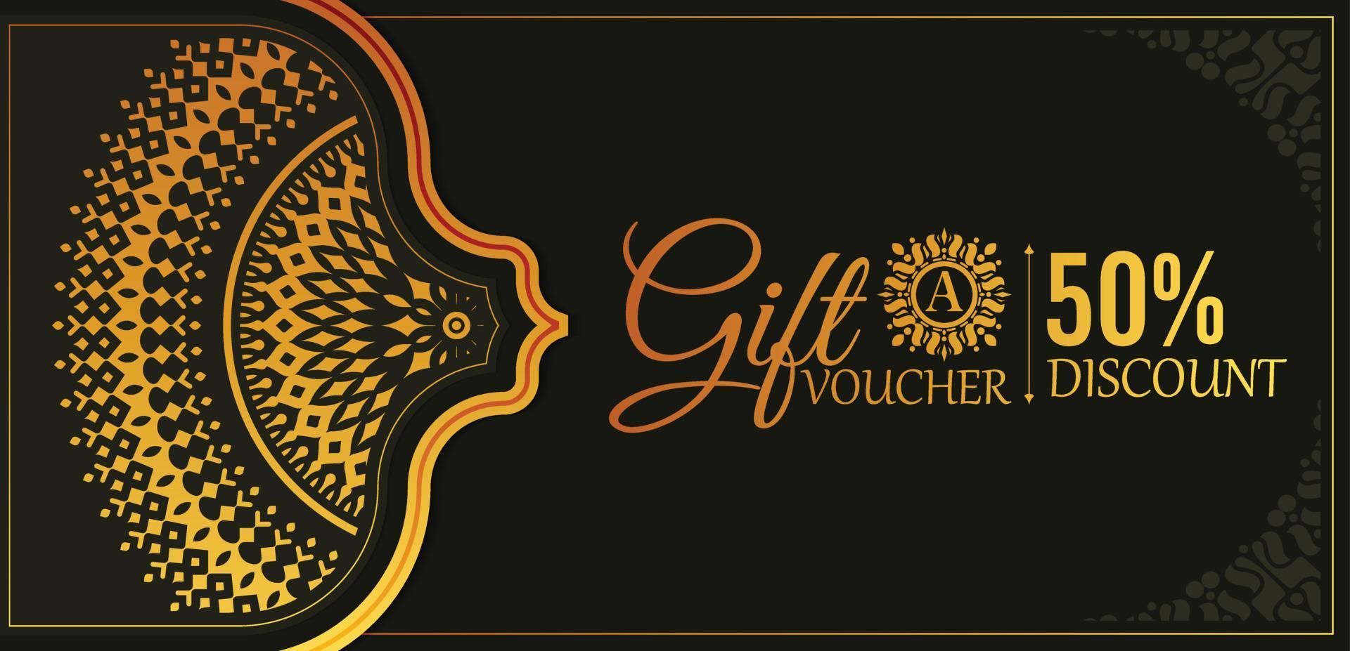 Luxury gold gift voucher template vector