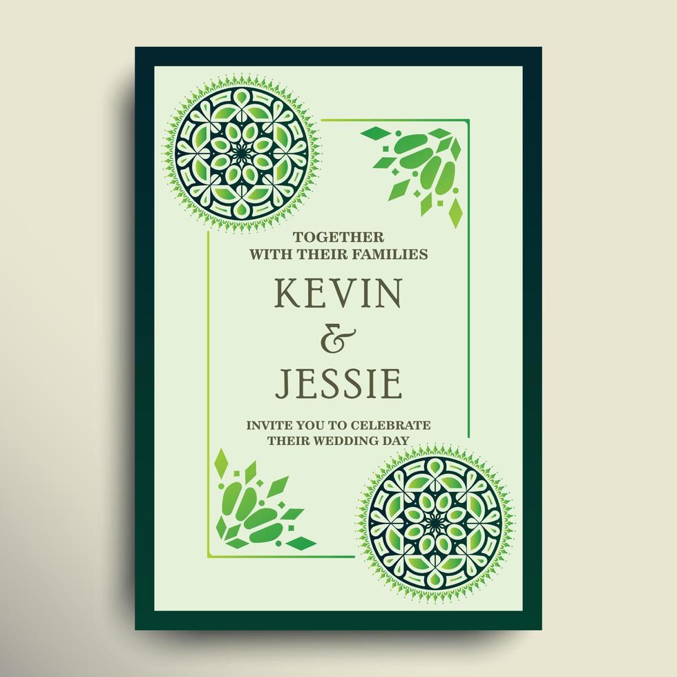 elegant mandala style wedding invitation vector
