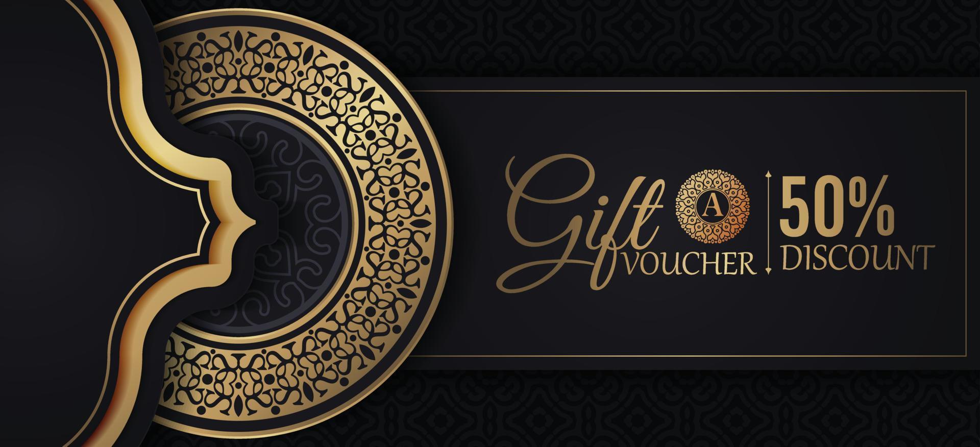 Luxury gold gift voucher template vector