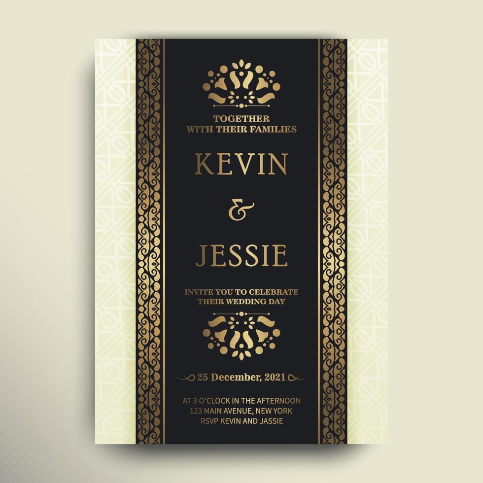 Elegant wedding invitation with pattern motif vector