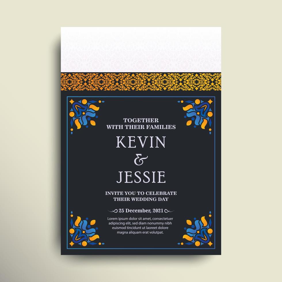 Elegant wedding invitation with pattern motif vector