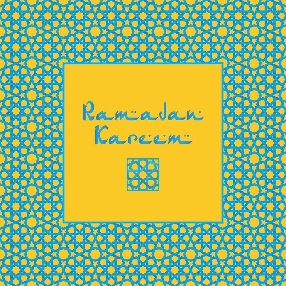 Greeting card design with text Ramadan Kareem for muslim festival vector
