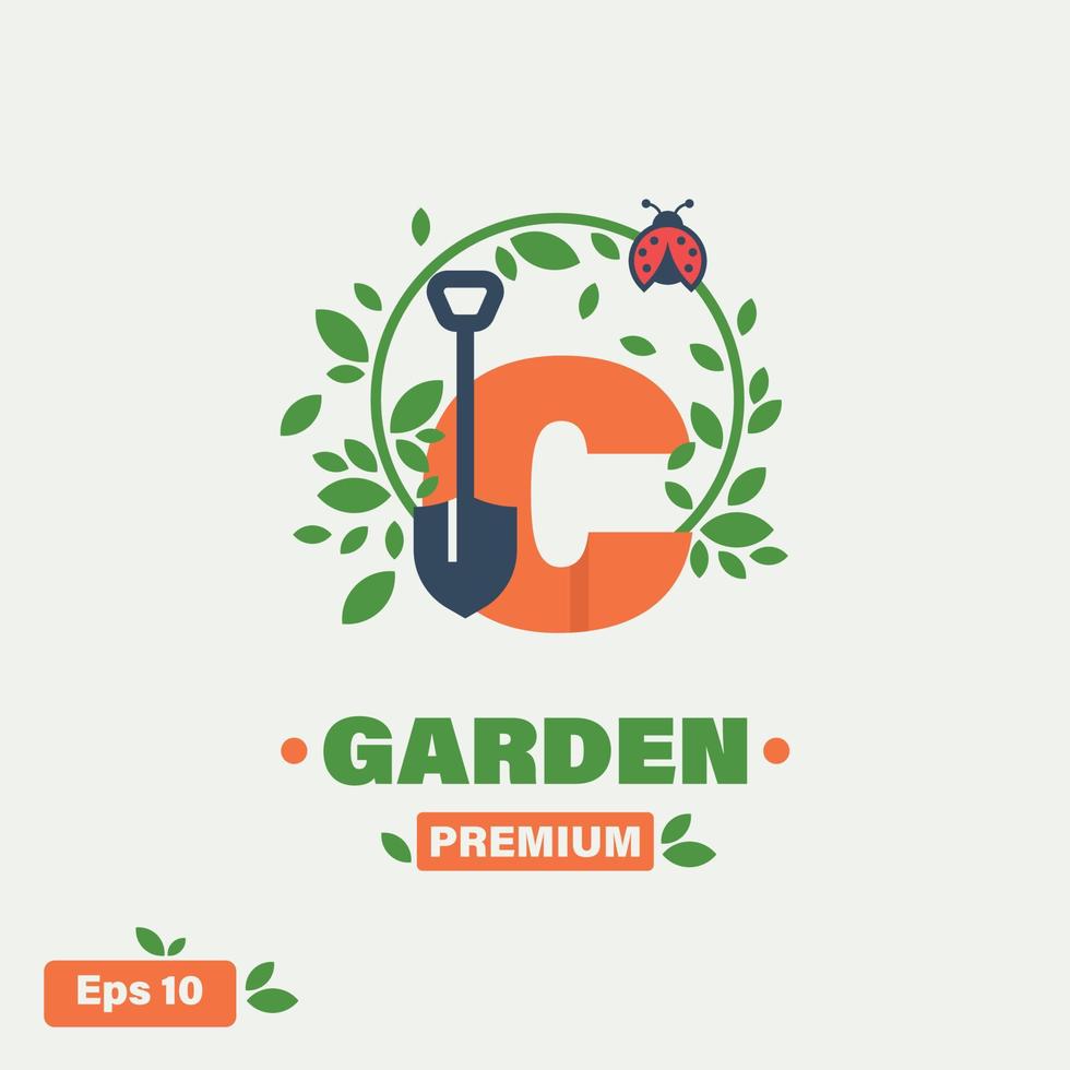 jardín alfabeto c logotipo vector