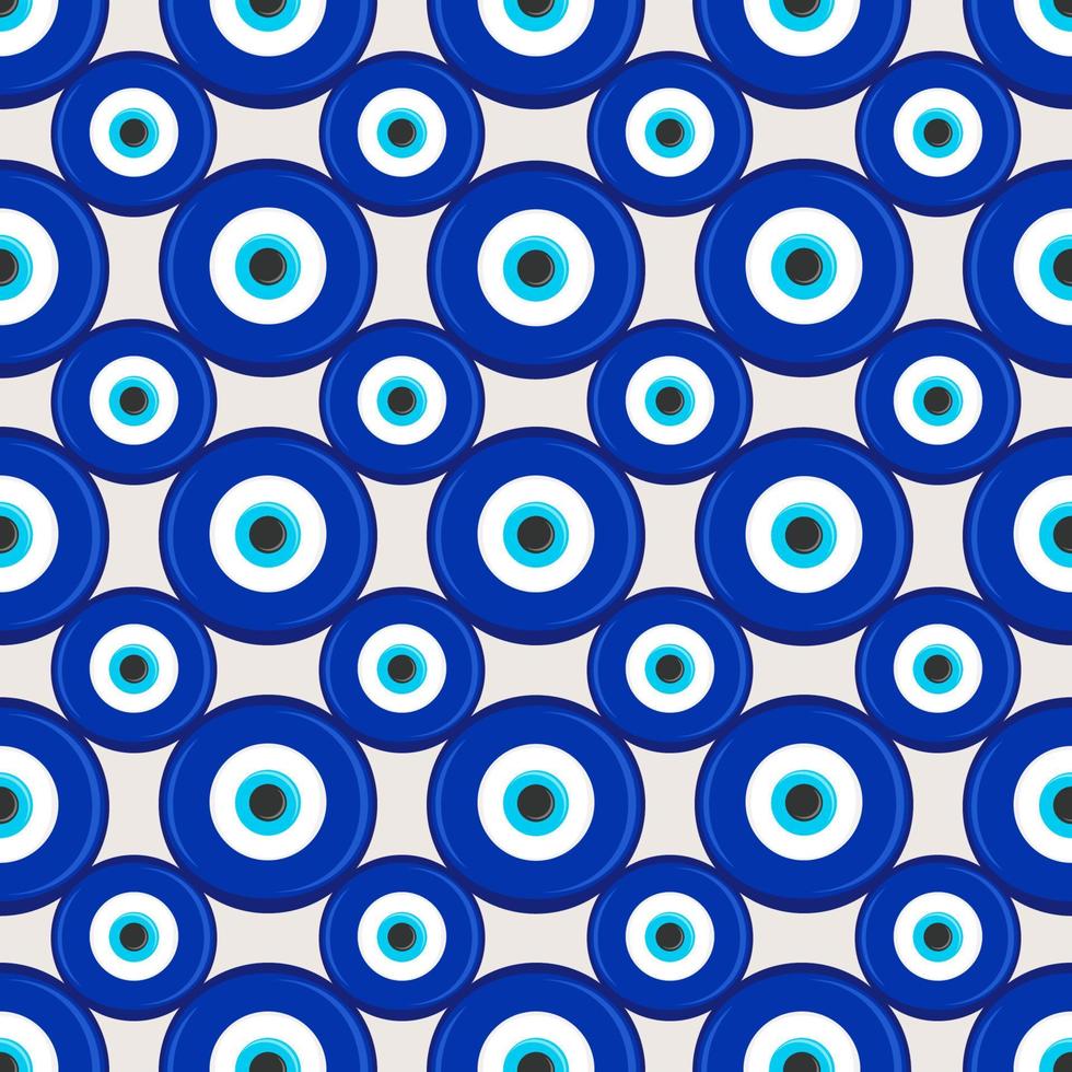 Evil eye ethnic pattern. Mystic greek blue amulet. Turkish traditional print. Symbol of protection. Vector seamless background