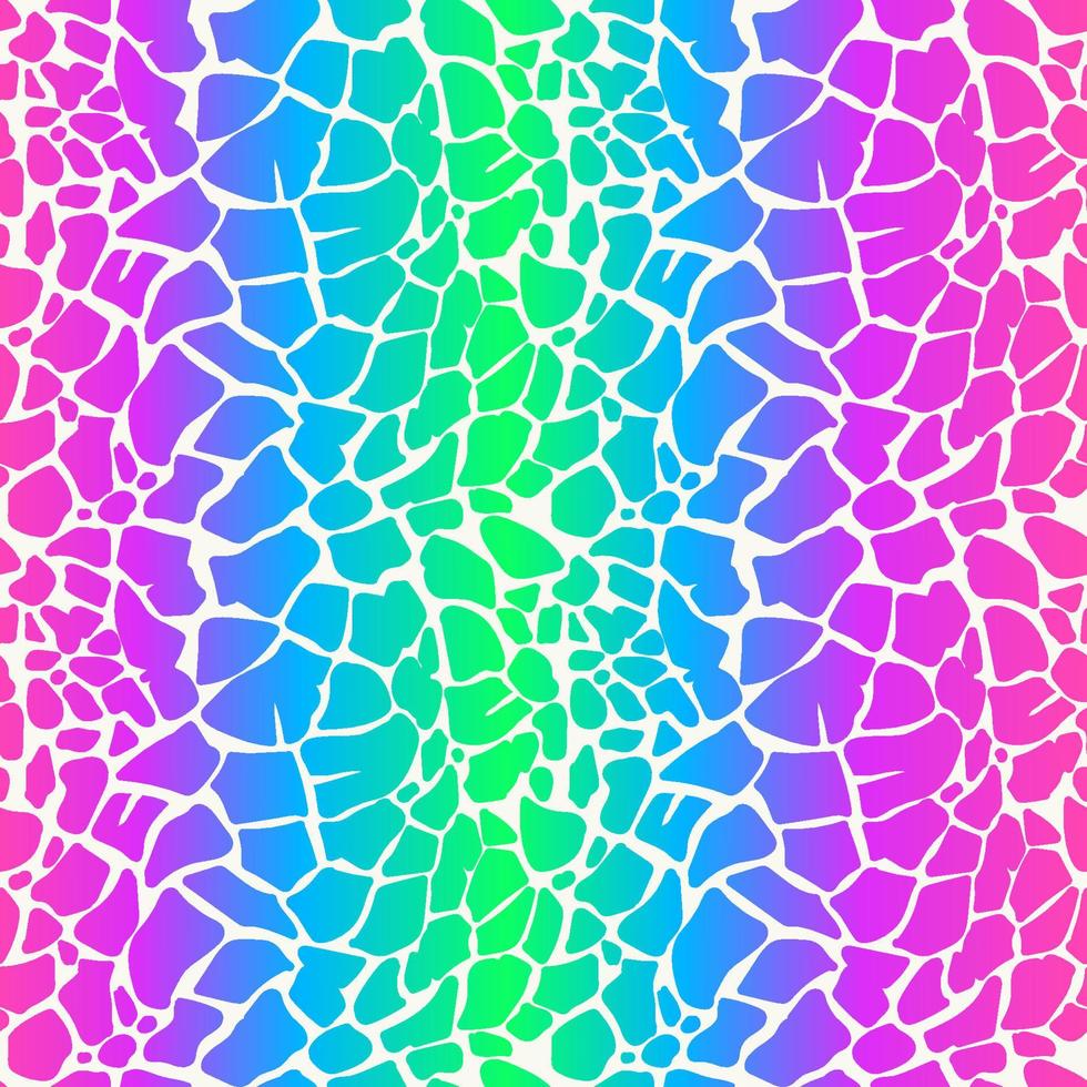 Leopard seamless print. Neon rainbow cheetah pattern. Animal splatter skin background. Bright gradient abstract design. Vector wallpaper