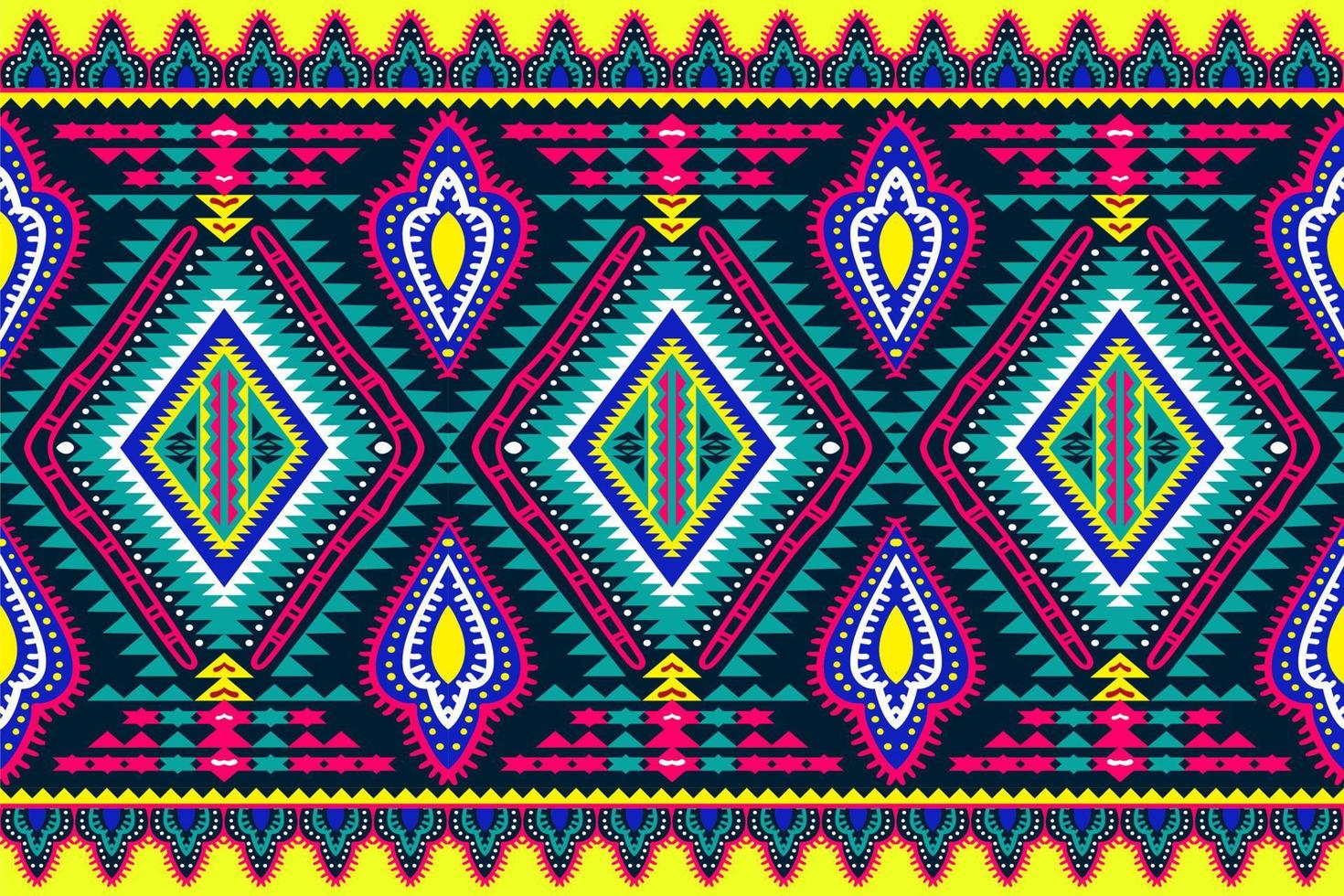 traditional ethnic geometric pattern background design for backgrounds carpet wallpaper clothes wrap fabric seamless embroidery style vector illustration