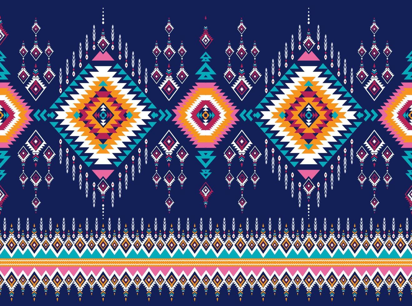 traditional ethnic geometric pattern background design for backgrounds carpet wallpaper clothes wrap fabric seamless embroidery style vector illustration