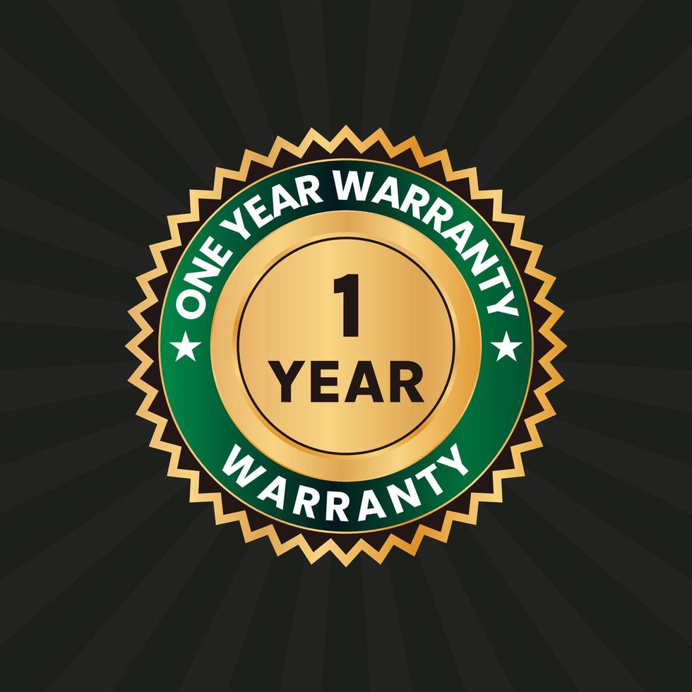 golden 1 year warranty badge vector