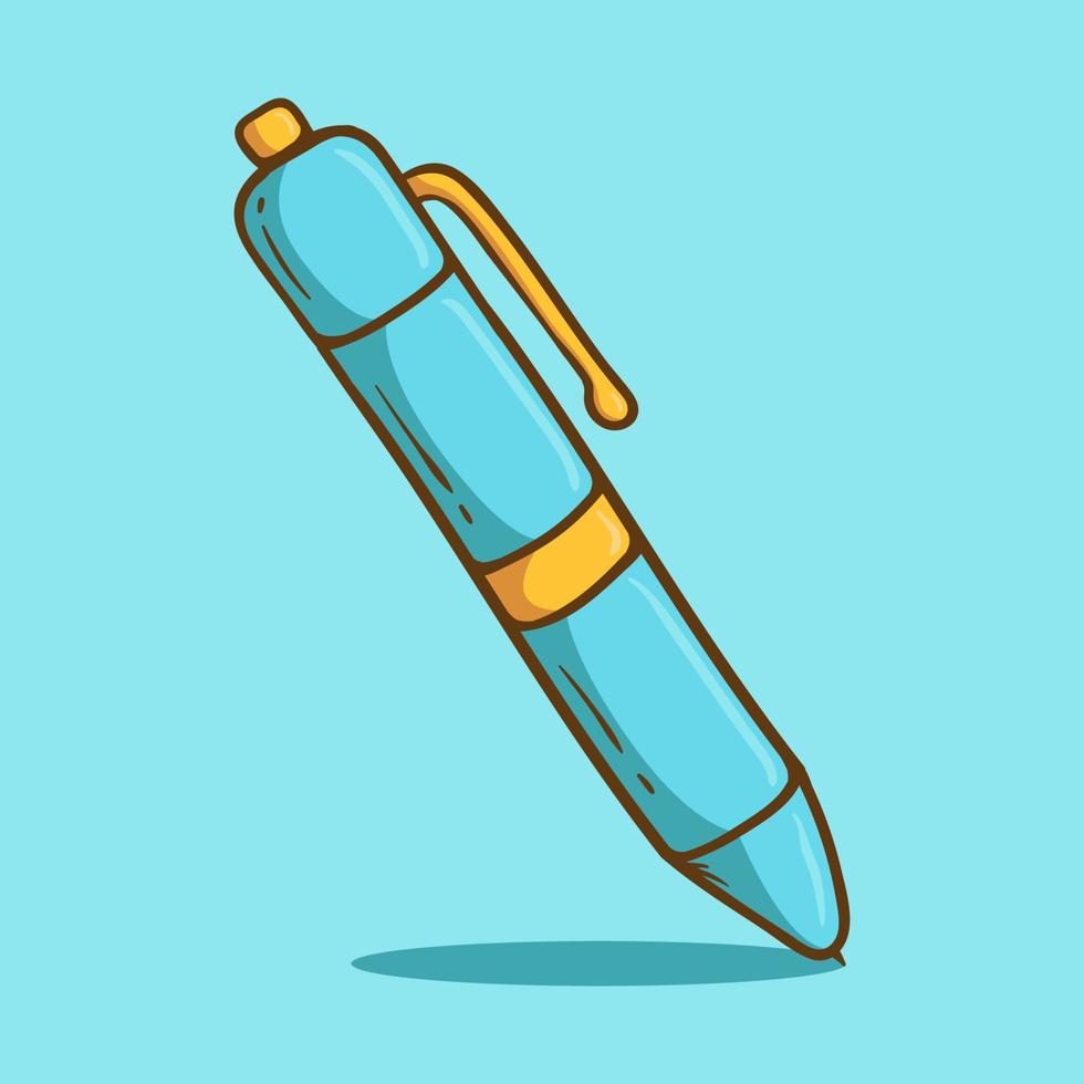 Hand drawn blue pen. Hand drawn style vector illustrations