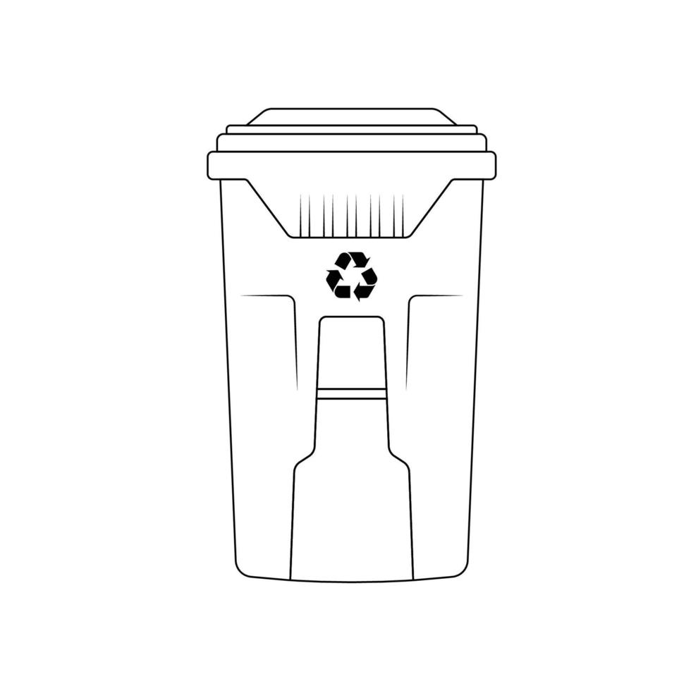 icono de contorno de papelera de reciclaje ilustración sobre fondo blanco vector