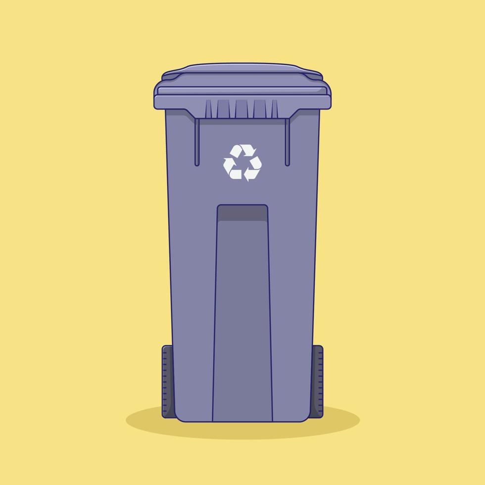 Ilustración de vector de papelera de reciclaje. bote de basura. basura. estilo de caricatura plano adecuado para la página de inicio web, pancarta, volante, pegatina, tarjeta, fondo, camiseta, imágenes prediseñadas