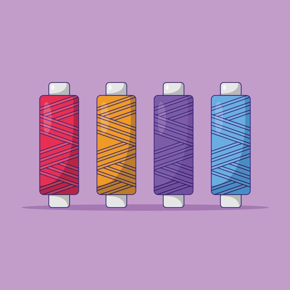 Sewing Thread Vector Illustration. String. Cotton. Flat Cartoon Style Suitable for Web Landing Page, Banner, Flyer, Sticker, Card, Background, T-Shirt, Clip-art