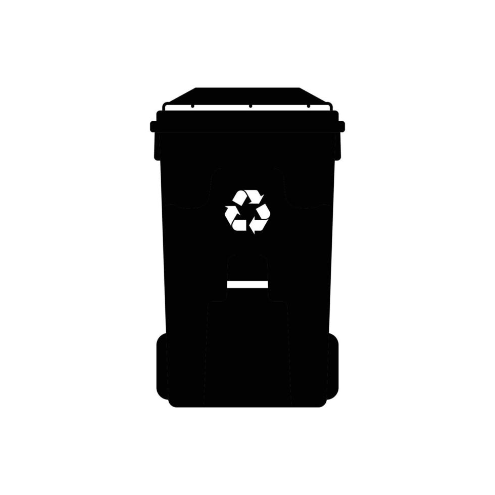 Recycle Bin Silhouette. Black and White Icon Design Elements on Isolated White Background vector