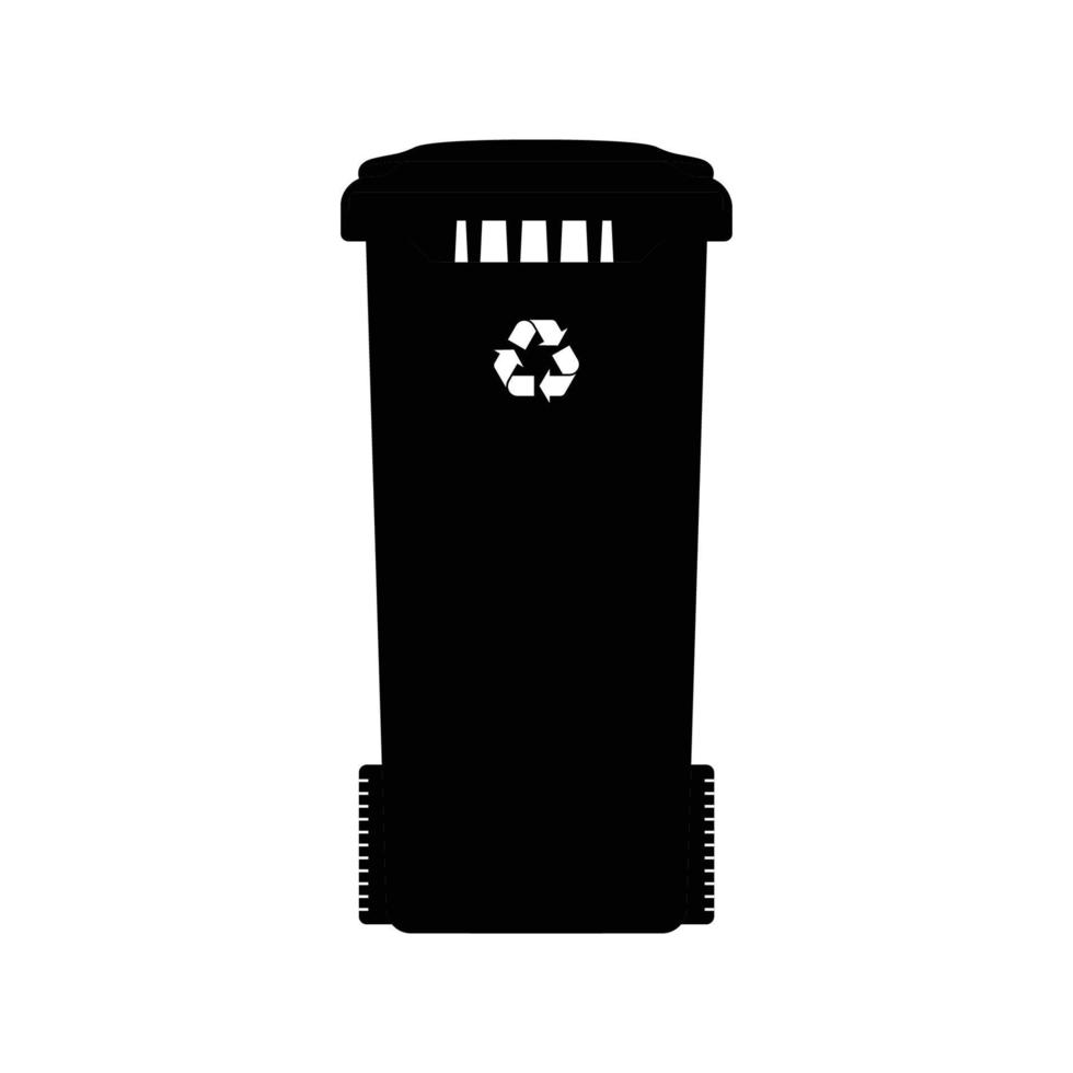 Recycle Bin Silhouette. Black and White Icon Design Elements on Isolated White Background vector