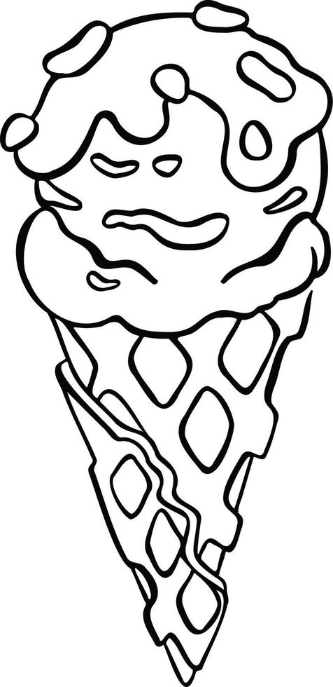 cono de helado de chocolate con pistachos, sorbete, ilustración vectorial vector
