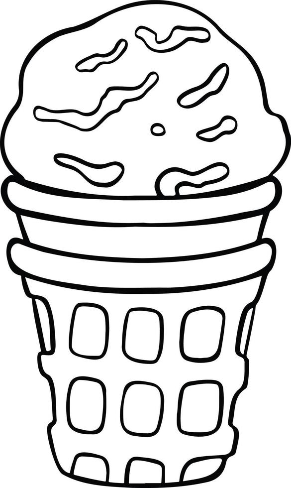 Ilustración de vector de helado de taza de waffle