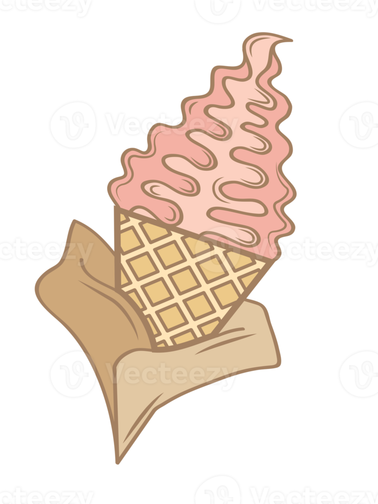 ilustración de helado, ilustración de icono de helado simple plano colorido. png