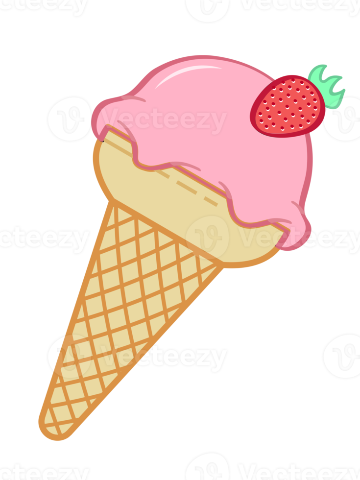 ilustración de helado, ilustración de icono de helado simple plano colorido. png