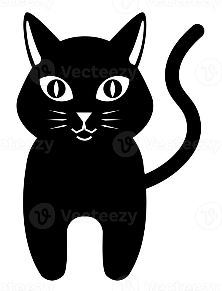 lindo gato icono negro ilustración png, con fondo transparente. png